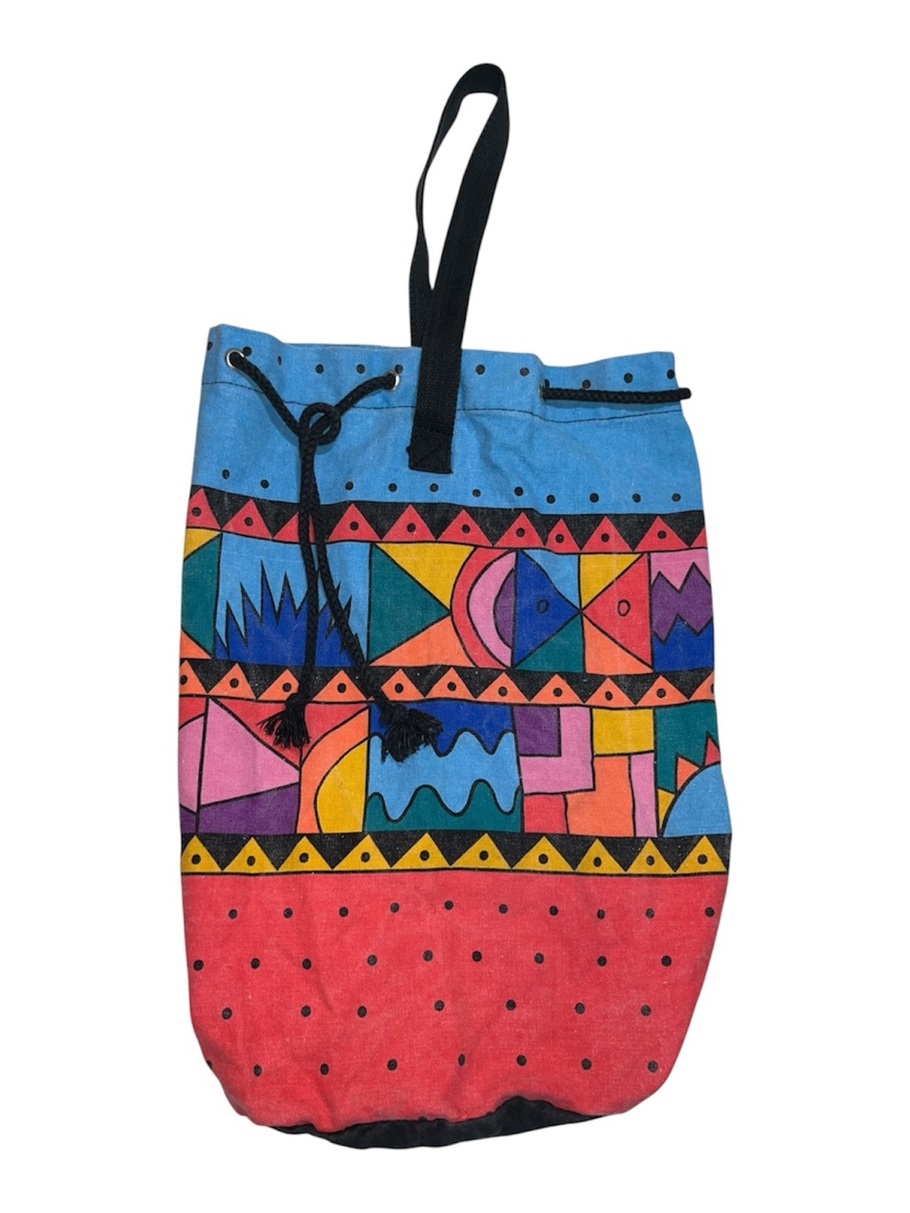 Vintage Accent International for Spiegel Geometric Drawstring Tote Bag Colorful